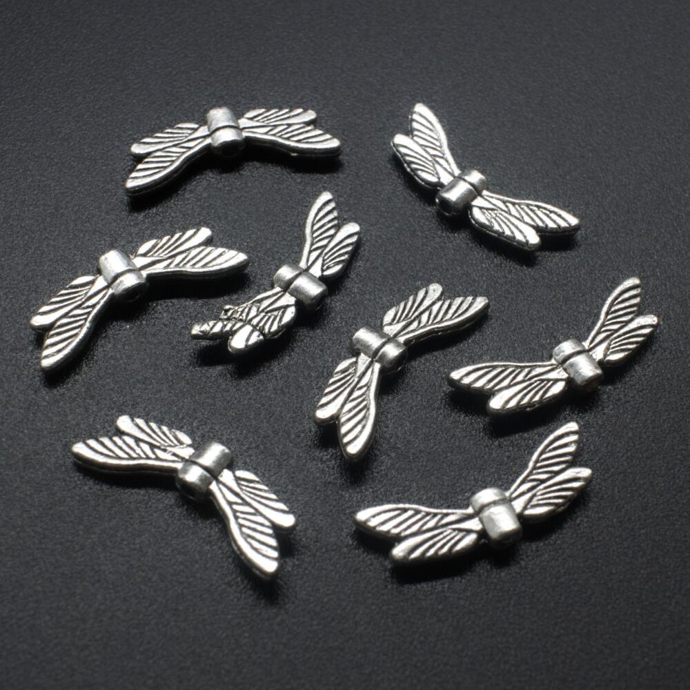 Metal Wing Dragonfly 20mm 10pcs Antique Silver for jewellery making