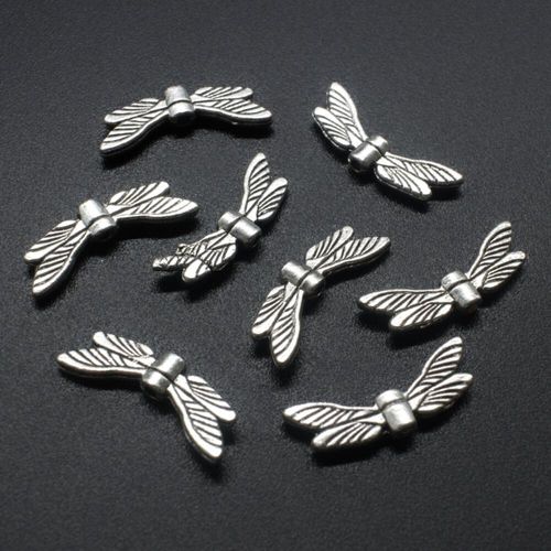 Metal Wing Dragonfly 20mm 10pcs Antique Silver for jewellery making