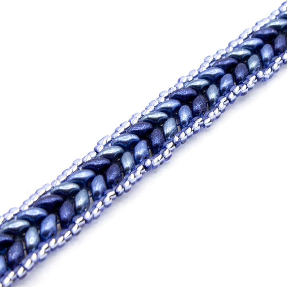 Hannah SuperDuo Bracelet evening sapphire bracelet making kit — DIY set with beads and instructions for creating handmade jewelry