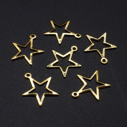 Iron Gold Charm Star Hollow 13mm 50pcs for jewellery making