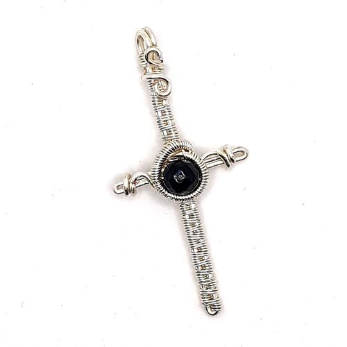 Cross Pendant obsidian jewelry making kit — DIY set with beads and instructions for creating handmade jewelry
