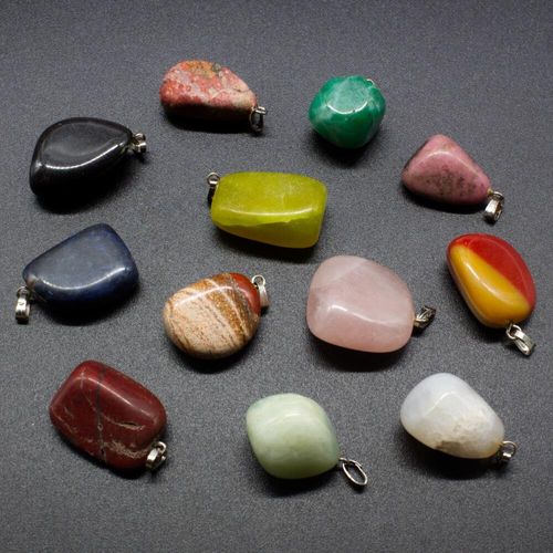 Gemstone Pendants Mixed Pack 12pcs 15 25mm for jewellery making