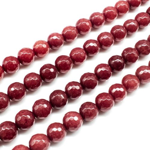 Dyed Jade 8mm Faceted Round Beads 15" string Rhodochrosite Colour for jewellery making