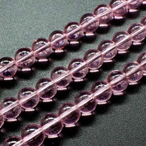 Glass Beads 8mm Round Pink 14" String for jewellery making