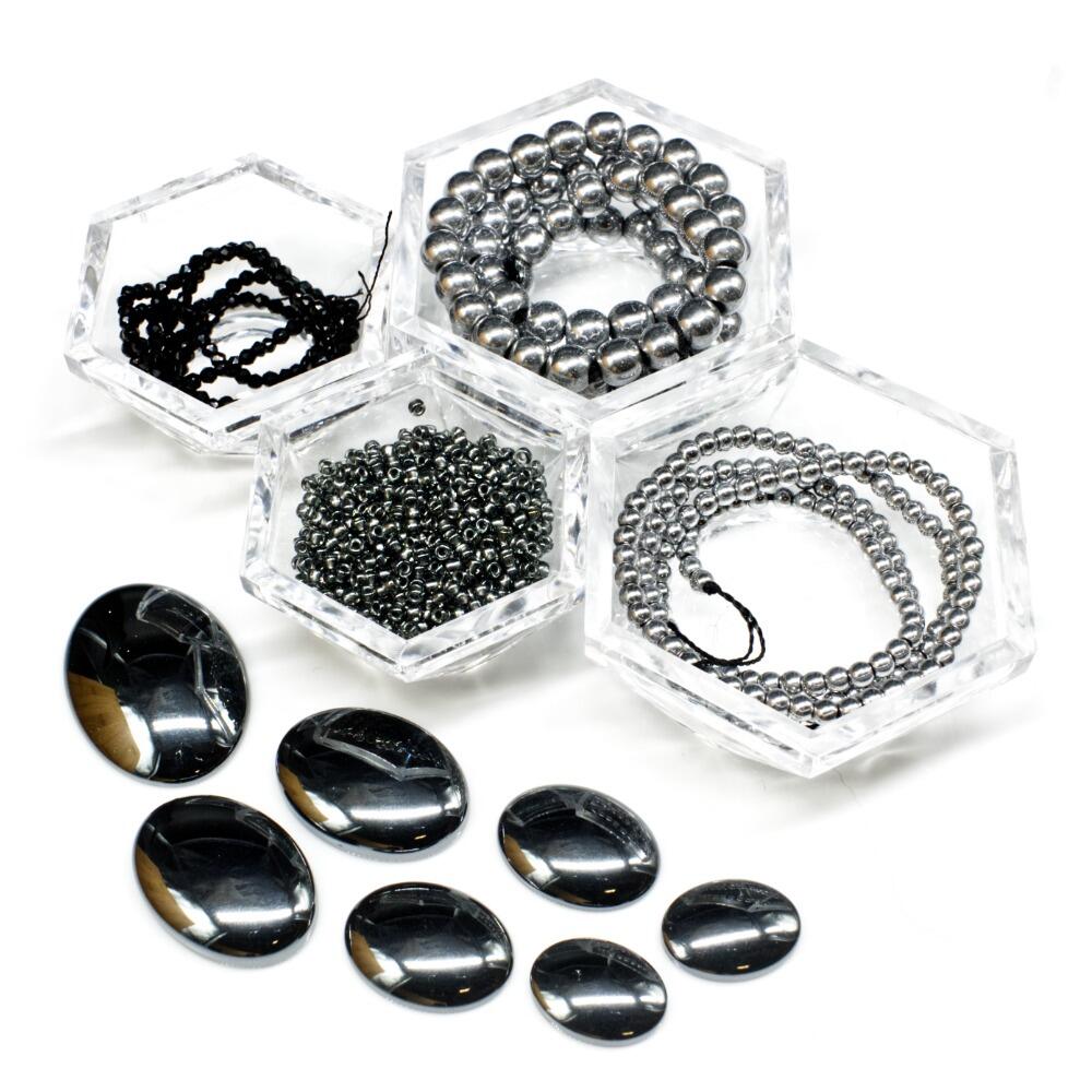 BC 2023 WK 18: Beaded Cabochon Gun Metal Silver 5mm for jewellery making