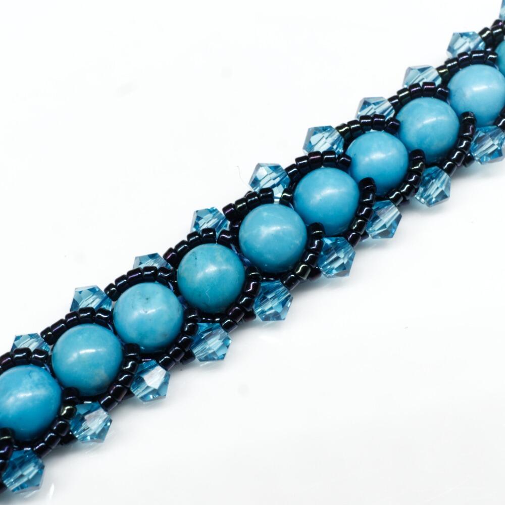 Gemstone Flat Spiral Bracelet Makes 2 blue howlite bracelet making kit — DIY set with beads and instructions for creating handmade jewelry