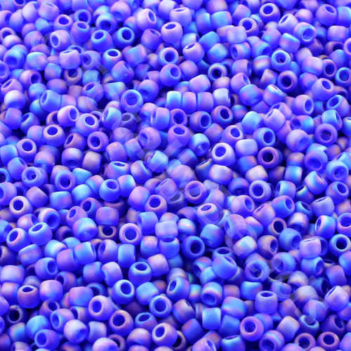 Toho Size 11 Seed Beads 10g - Trans Rainbow Frosted Dark Sapphire
