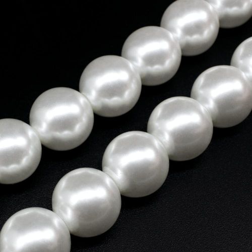 Glass Pearl Round Beads 16mm White for jewellery making
