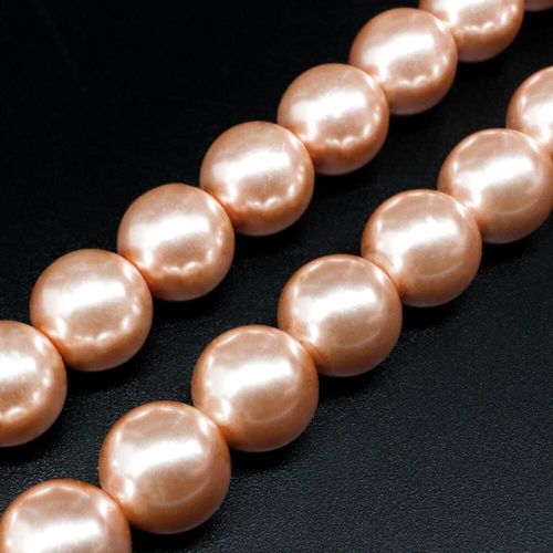 Glass Pearl Round Beads 14mm Peach for jewellery making