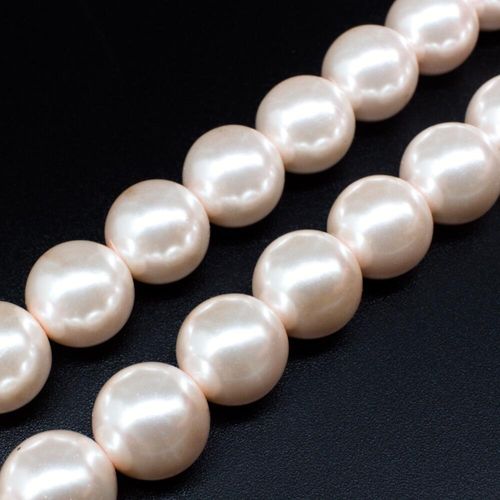 Glass Pearl Round Beads 14mm Pale Pink for jewellery making