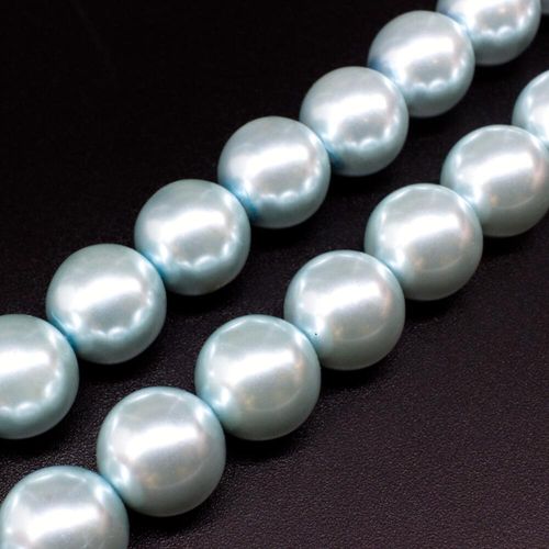 Glass Pearl Round Beads 14mm Powder Blue for jewellery making