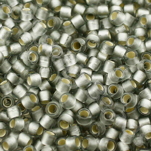 Toho Size 8 Seed Beads 10g - Silver Lined Frost Black Diamond