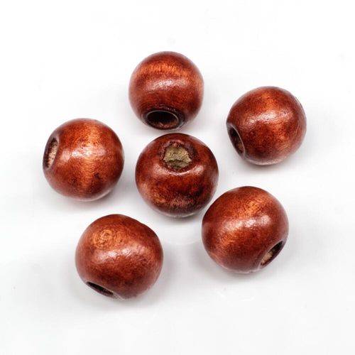 Wooden Bead Round 12mm Cherry Brown 20pcs for jewellery making