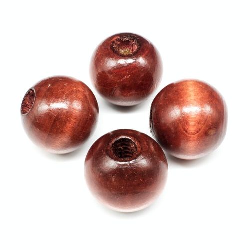 Wooden Bead Round 25mm Cherry Brown 8pc 5 Pieces for jewellery making
