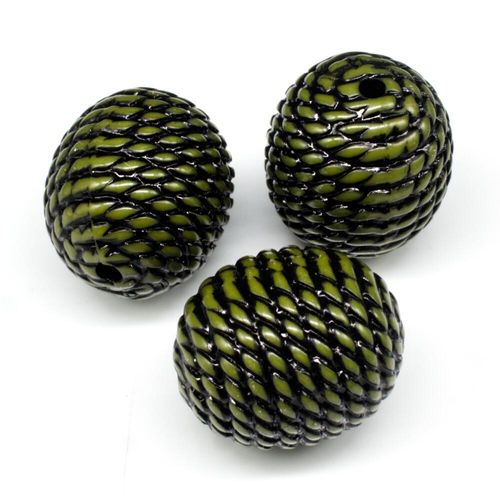 Acrylic Rope Beads Rice 22mm 6pcs Olive for jewellery making