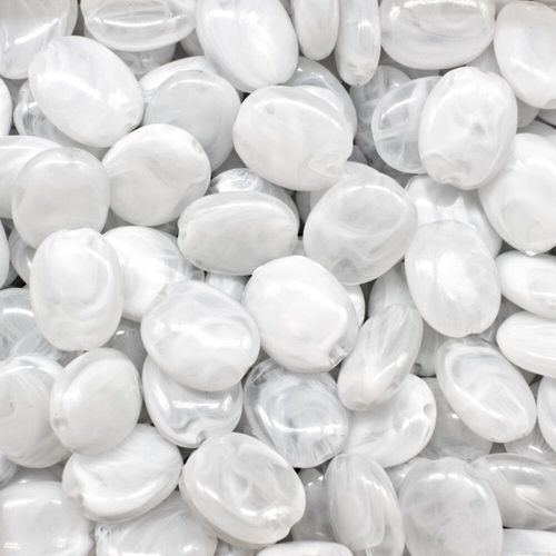 Acrylic Marble Beads Flat Oval 12mm 30pcs Ivory for jewellery making