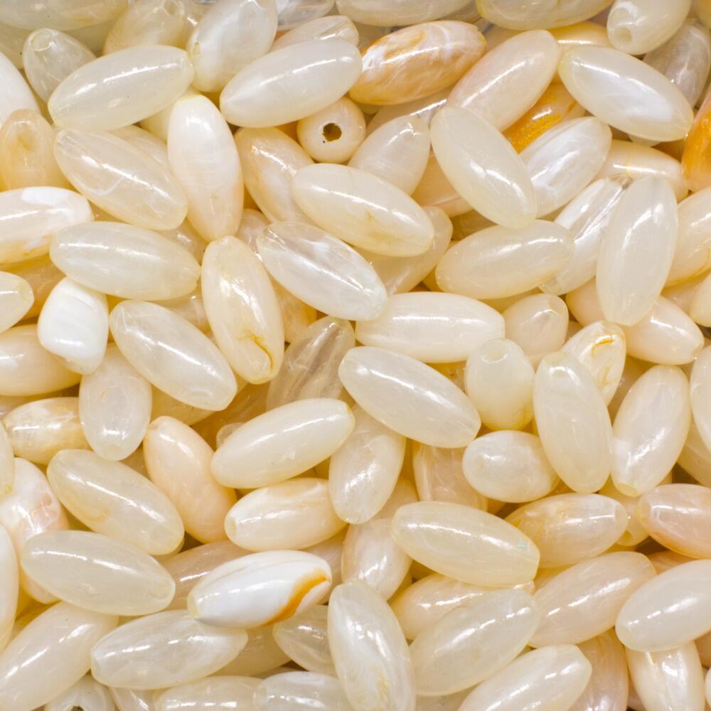 Acrylic Marble Beads Rice 11mm 40pcs Ivory for jewellery making