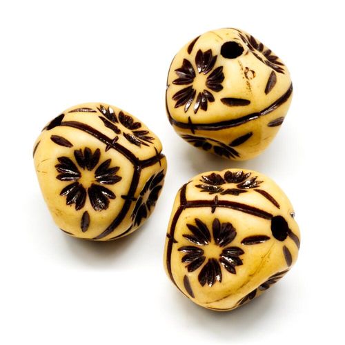 Acrylic Imatation Bone Round Beads 19mm 8pcs Pattern for jewellery making