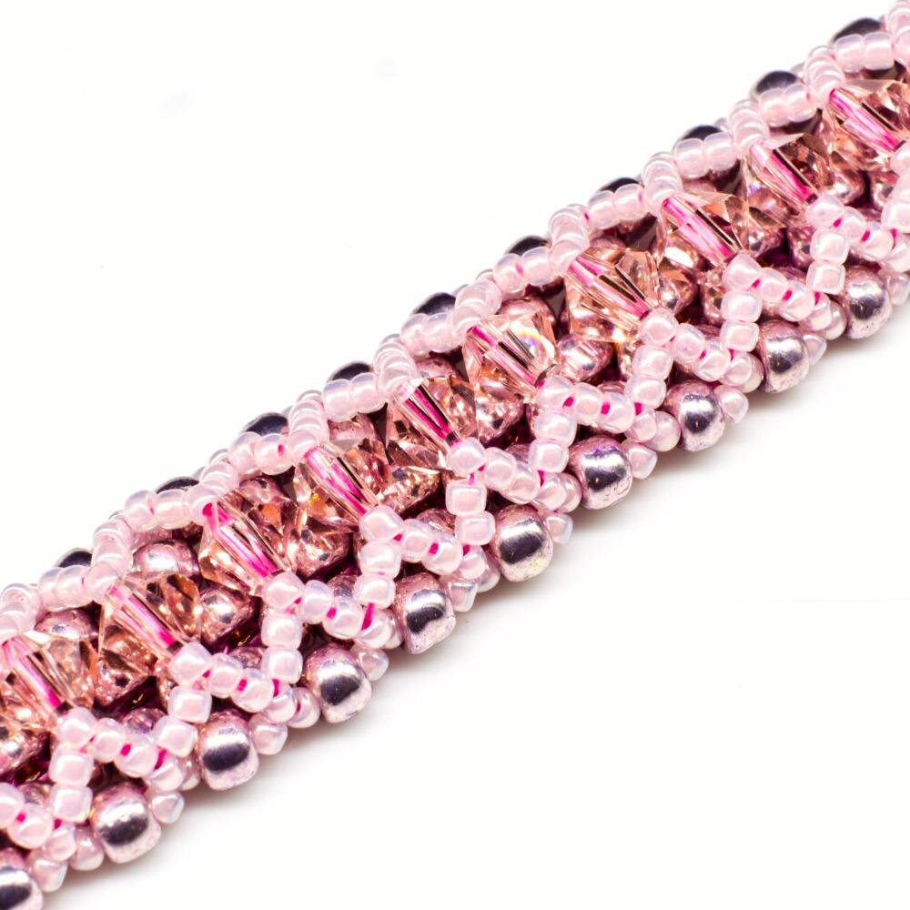 Crystal Lattice Bracelet pink blush bracelet making kit — DIY set with beads and instructions for creating handmade jewelry