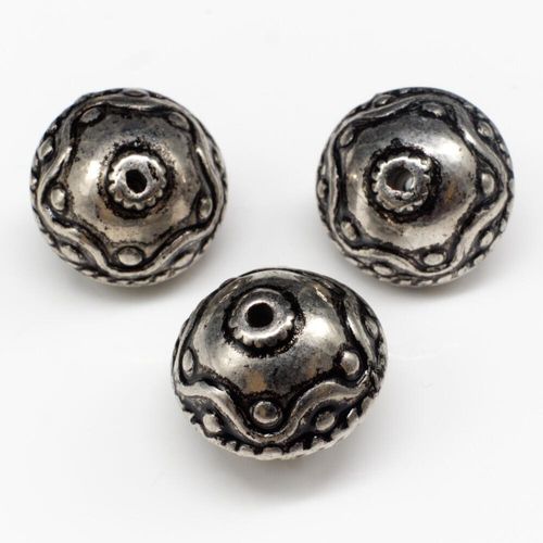 Acrylic Antique Silver Rondelle 18mm Beads #8pc Wave Design for jewellery making