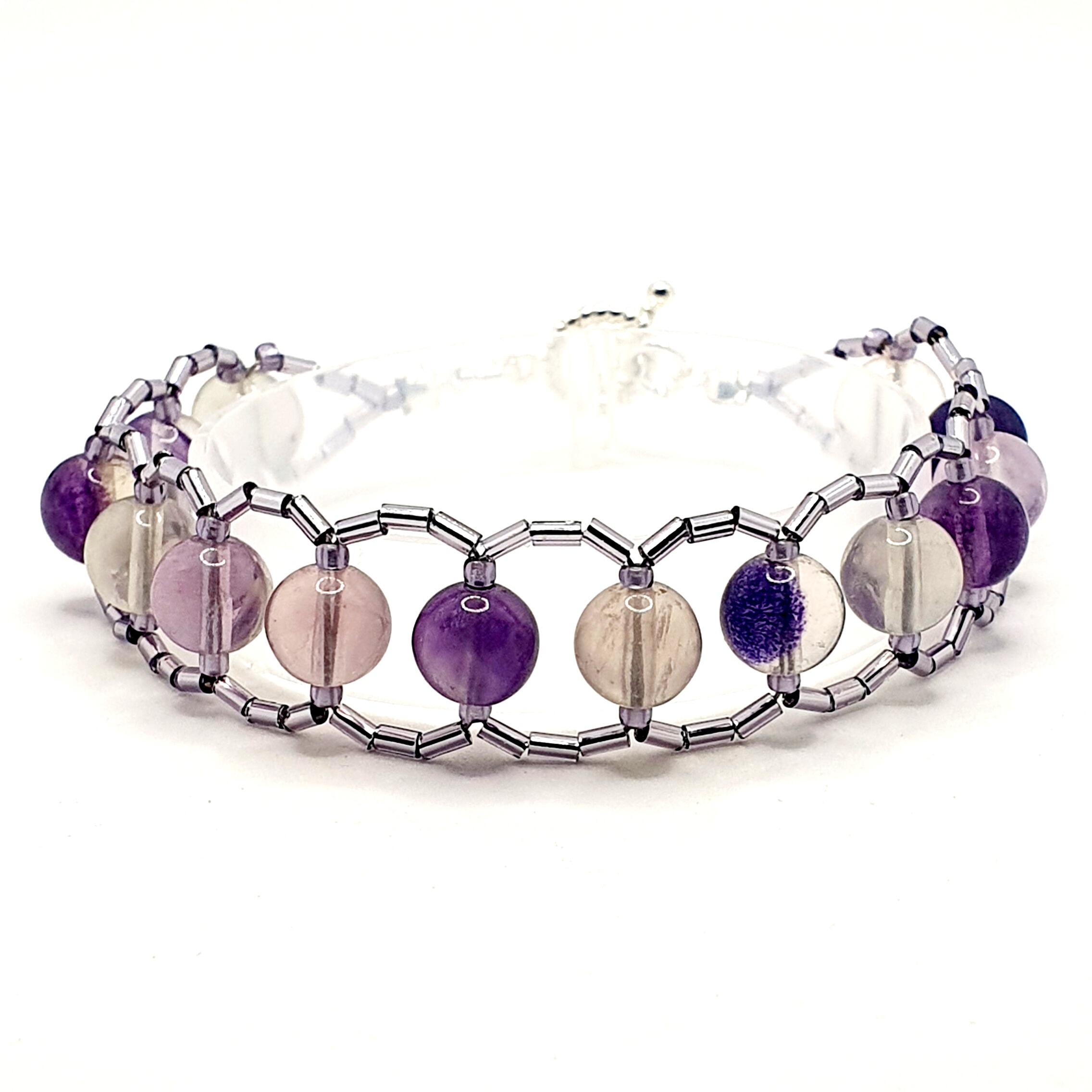 Teresa Gemstone Bugle Bracelets fluorite bracelet making kit — DIY set with beads and instructions for creating handmade jewelry