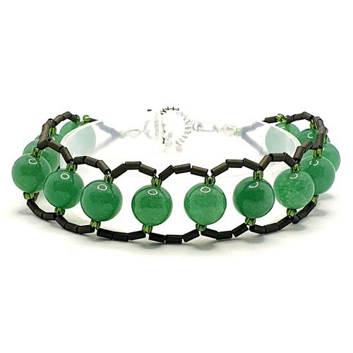 Teresa Gemstone Bugle Bracelets green aventurine bracelet making kit — DIY set with beads and instructions for creating handmade jewelry