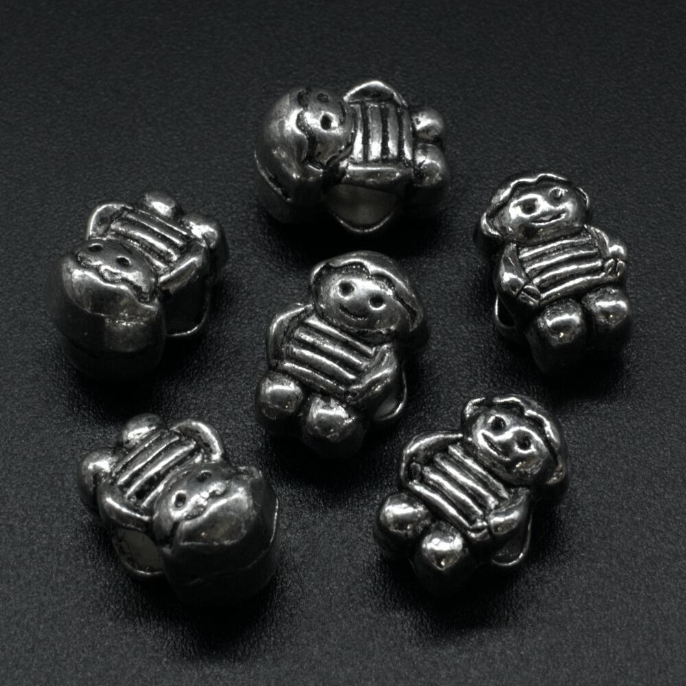 Ant. Silver Charm Bead Boy 14mm Large Hole 1pc for jewellery making