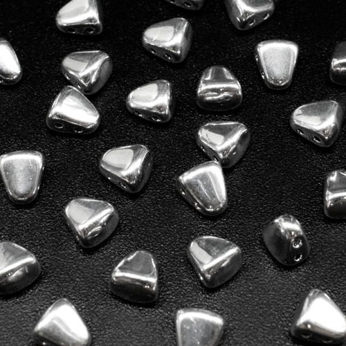 Czech glass Rulla beads bit czech glass beads 30pcs - silver — two-hole beads for jewelry making and bead weaving