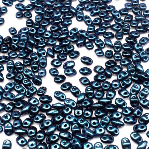 2x4mm 5g Czech glass Rulla beads polychrome indigo orchid — two-hole beads for jewelry making and bead weaving