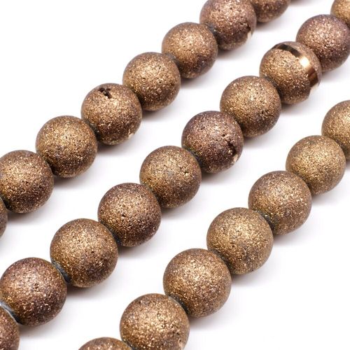 Druzy Round Glass Beads 10mm Bronze for jewellery making