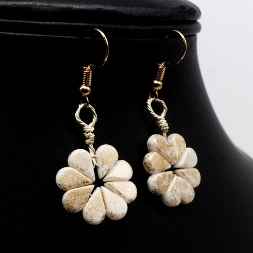 Azalea Amos Earrings 3 Pair white splash earring making kit — DIY set with beads and instructions for creating handmade jewelry