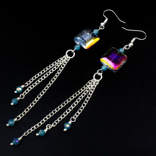Jessica Earrings blue storm 4 pairs earring making kit — DIY set with beads and instructions for creating handmade jewelry
