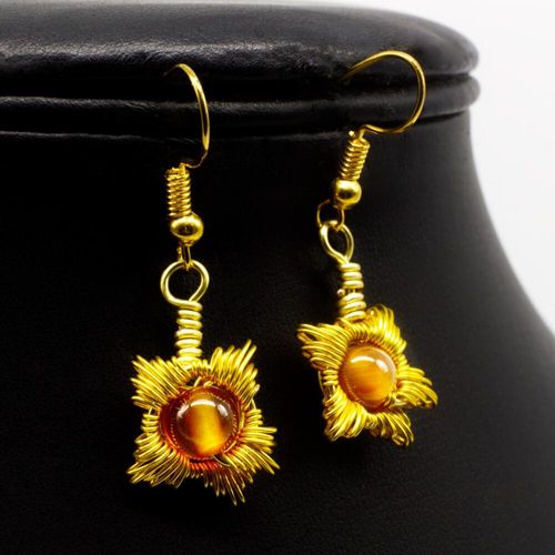 Solaris Star Earrings carnelian earring making kit — DIY set with beads and instructions for creating handmade jewelry