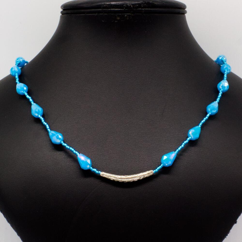 Zoe Necklace baby blue necklace making kit — DIY set with beads and instructions for creating handmade jewelry