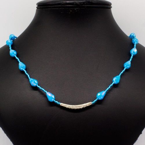 Zoe Necklace baby blue necklace making kit — DIY set with beads and instructions for creating handmade jewelry