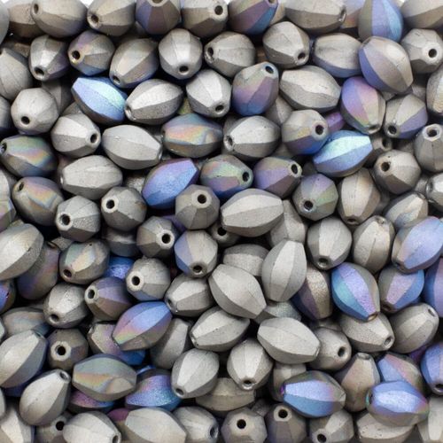Czech Preciosa Ridge Bead Rice 8x6mm Grey Iris 15pcs for jewellery making