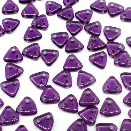 6mm Czech glass glass beads tanzanite — pack of 7, high-quality two-hole beads ideal for jewelry making, bead weaving, and crafts