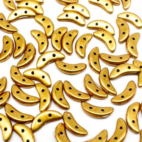 10mm Czech glass glass beads saturated metallic gold — pack of 7, high-quality two-hole beads ideal for jewelry making, bead weaving, and…