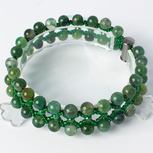Serenity Gemstone Bracelet moss agate bracelet making kit — DIY set with beads and instructions for creating handmade jewelry