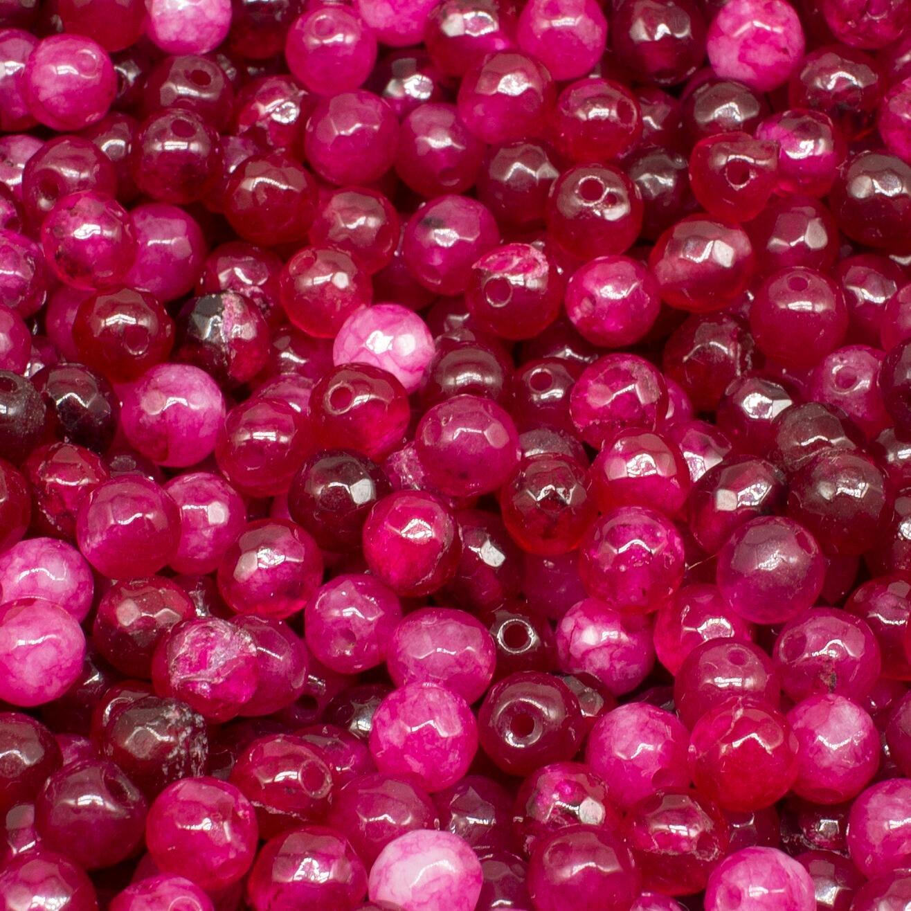 Dyed Jade 6mm Facet Round Beads Mix 60pc Berries pack of 6 for jewellery making