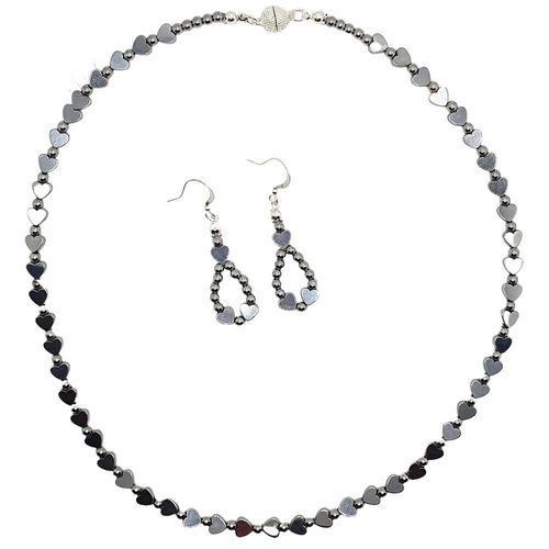 Hematite Heart Jewellery silver jewelry making kit — DIY set with beads and instructions for creating handmade jewelry