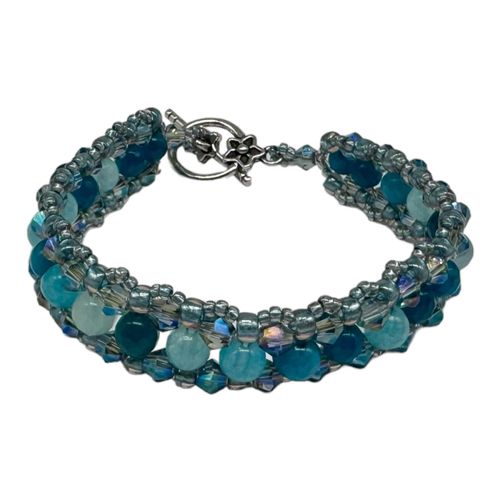 Jocelyn Crystal & Jade Bracelets aqua bracelet making kit — DIY set with beads and instructions for creating handmade jewelry