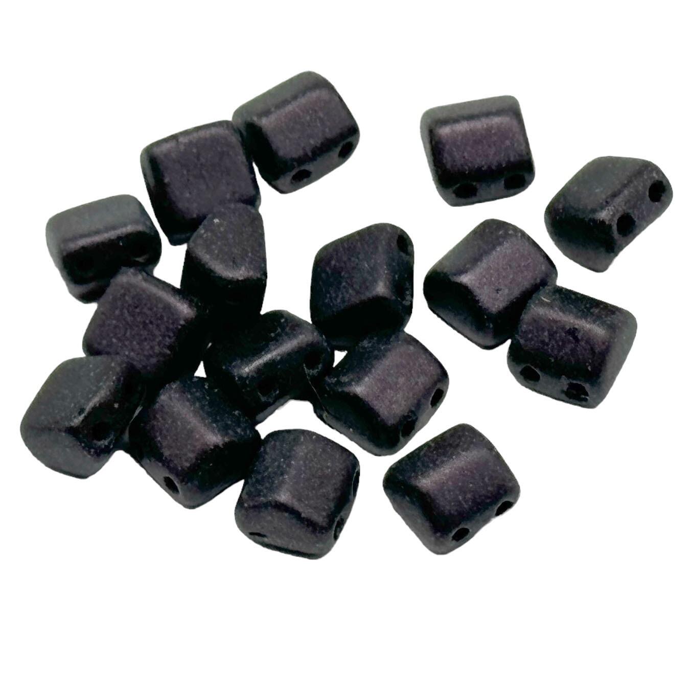 6mm Czech glass glass beads met. suede dk plum — pack of 25, high-quality two-hole beads ideal for jewelry making, bead weaving, and crafts