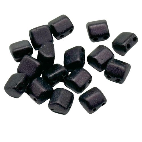 6mm Czech glass glass beads met. suede dk plum — pack of 25, high-quality two-hole beads ideal for jewelry making, bead weaving, and crafts