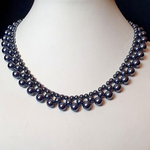 Constance Pearl Necklace Hematite 4mm for jewellery making