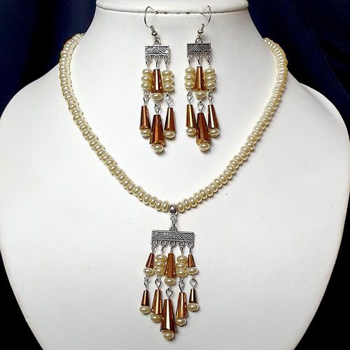 Carmen Cone Necklace & Earrings bronze necklace making kit — DIY set with beads and instructions for creating handmade jewelry