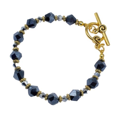 Crystal Nugget Bracelets Makes 3 hematite with gold bracelet making kit — DIY set with beads and instructions for creating handmade jewelry