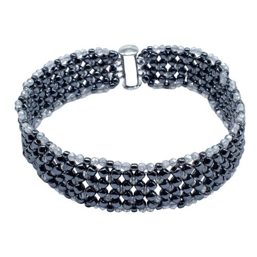 Chenille Crystal Bracelet hematite bracelet making kit — DIY set with beads and instructions for creating handmade jewelry