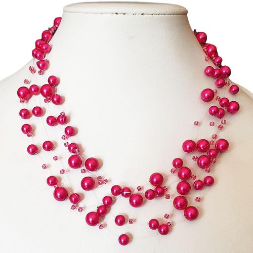 Meredith Illusion Necklace pink magenta necklace making kit — DIY set with beads and instructions for creating handmade jewelry