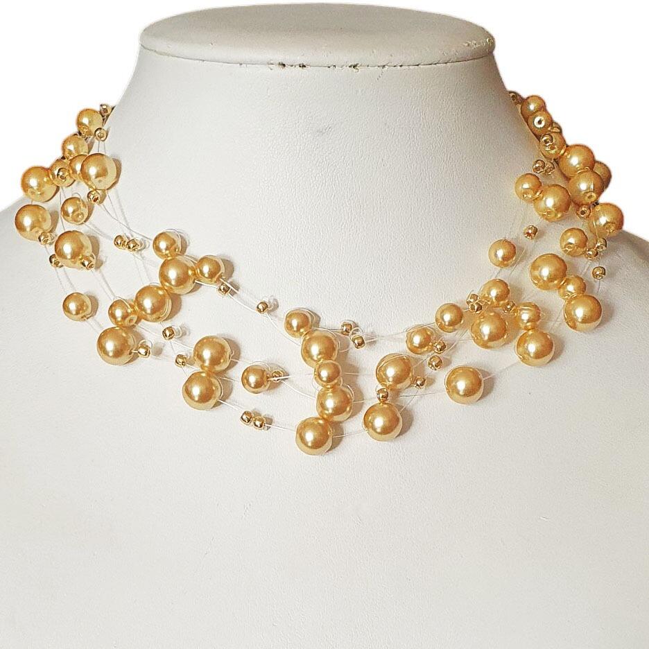 Meredith Illusion Necklace golden haze necklace making kit — DIY set with beads and instructions for creating handmade jewelry